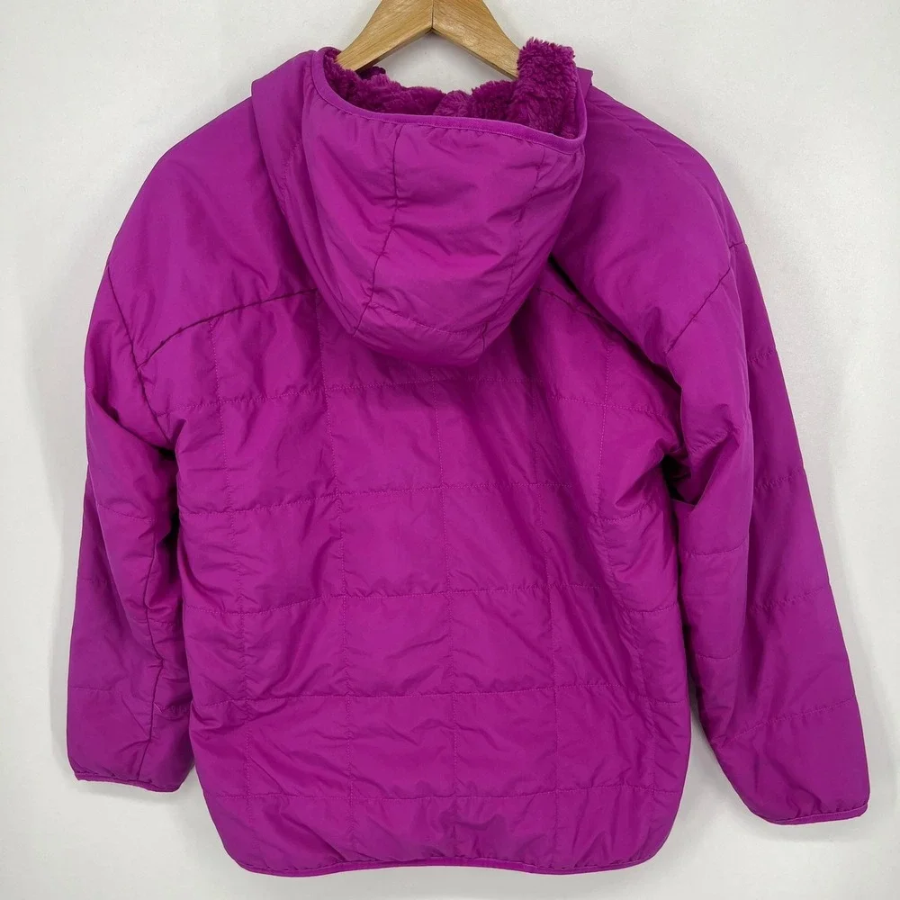 The North Face Girls Purple Quilted Hooded Reversible Jacket Size Large 12